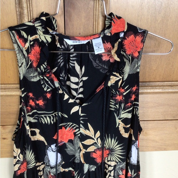 Kaktus rayon floral w/ toucan sundress - Picture 2 of 7